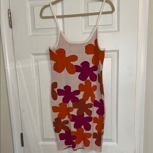 Vici Floral Knit Dress with Orange and Purple Blooms